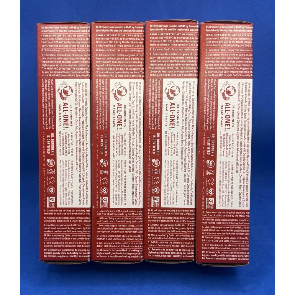 3 Pack! Dr Bronner's Cinnamon Organic All-One Toothpaste 5 oz. Fluoride Free